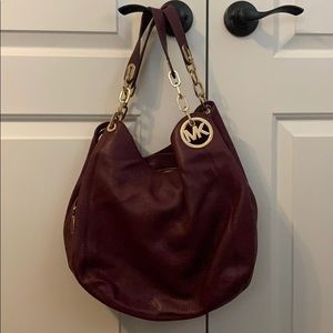 Michael Kors Burgundy Leather Shoulder Bag